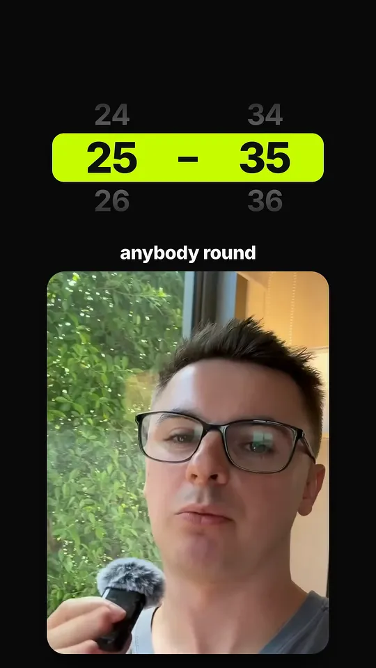 A frame from one of my Reels: an animated lime age-range picker above me talking